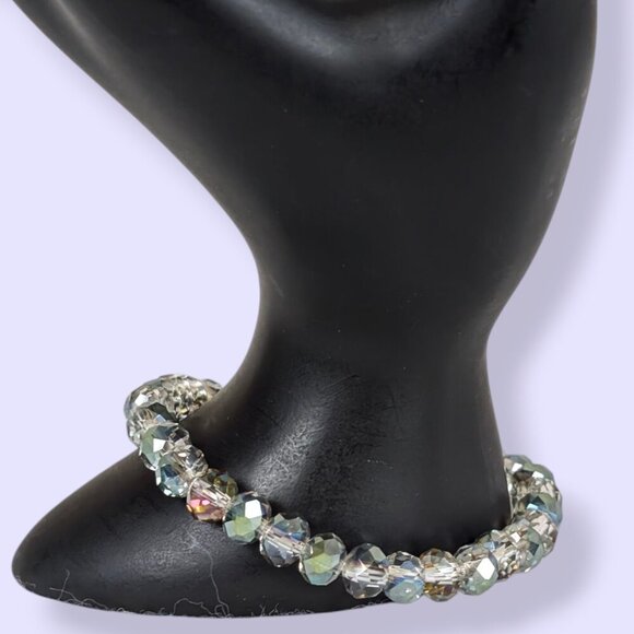 Faceted AB Crystal Stretch Bracelet - Picture 3 of 4